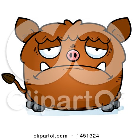 Clipart Graphic of a Cartoon Sad Boar Character Mascot - Royalty Free Vector Illustration by Cory Thoman