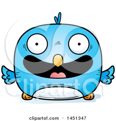 Clipart Graphic of a Cartoon Happy Blue Bird Character Mascot - Royalty Free Vector Illustration by Cory Thoman