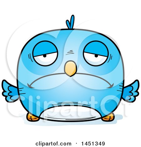 Clipart Graphic of a Cartoon Sad Blue Bird Character Mascot - Royalty Free Vector Illustration by Cory Thoman