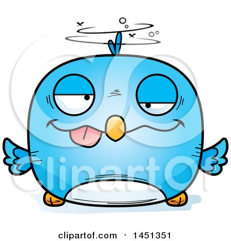 Clipart Graphic of a Cartoon Drunk Blue Bird Character Mascot - Royalty Free Vector Illustration by Cory Thoman