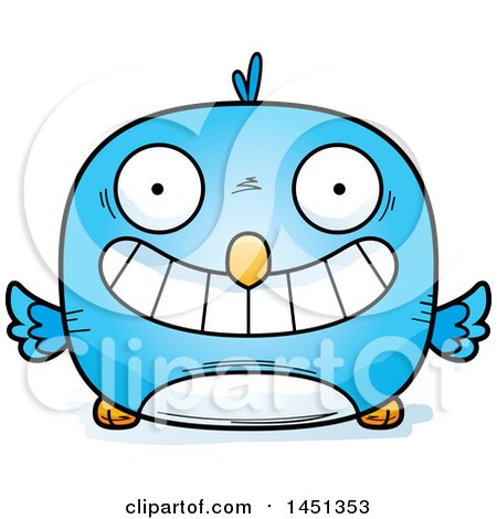 Clipart Graphic of a Cartoon Grinning Blue Bird Character Mascot - Royalty Free Vector Illustration by Cory Thoman
