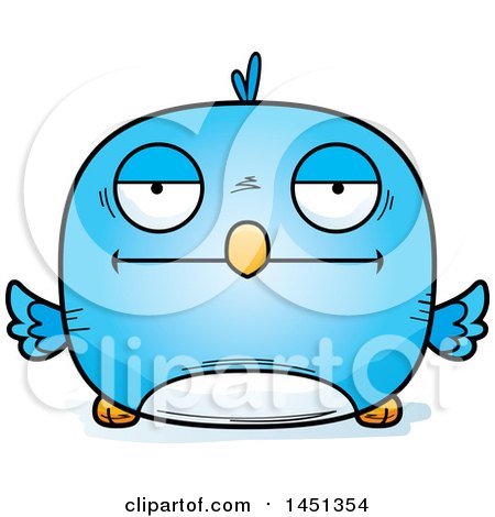Clipart Graphic of a Cartoon Bored Blue Bird Character Mascot - Royalty Free Vector Illustration by Cory Thoman