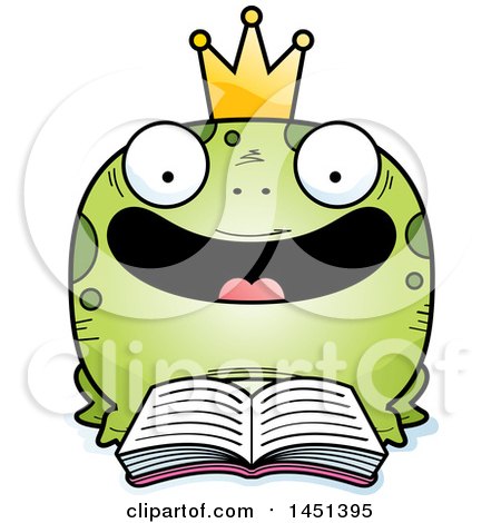 Clipart Graphic of a Cartoon Reading Frog Prince Character Mascot - Royalty Free Vector Illustration by Cory Thoman