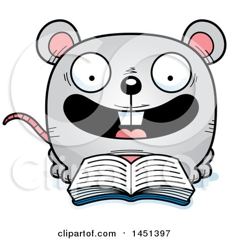 Clipart Graphic of a Cartoon Reading Mouse Character Mascot - Royalty Free Vector Illustration by Cory Thoman