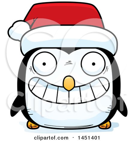 Clipart Graphic of a Cartoon Christmas Penguin Character Mascot Wearing a Santa Hat - Royalty Free Vector Illustration by Cory Thoman