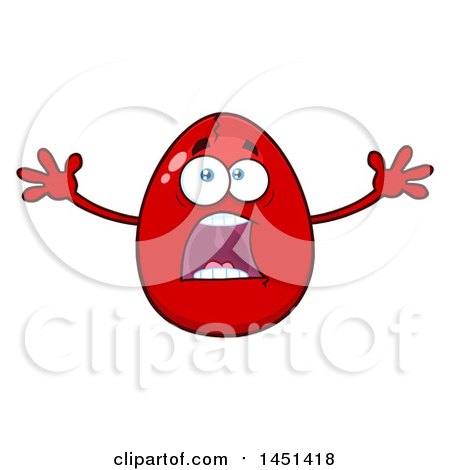 Clipart Graphic of a Cartoon Cracked Red Egg Mascot Character Screaming - Royalty Free Vector Illustration by Hit Toon