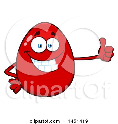 Clipart Graphic of a Cartoon Red Egg Mascot Character Giving a Thumb up - Royalty Free Vector Illustration by Hit Toon