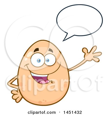 Clipart Graphic of a Cartoon Egg Mascot Character Waving and Talking - Royalty Free Vector Illustration by Hit Toon