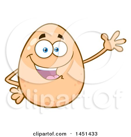 Clipart Graphic of a Cartoon Egg Mascot Character Waving - Royalty Free Vector Illustration by Hit Toon