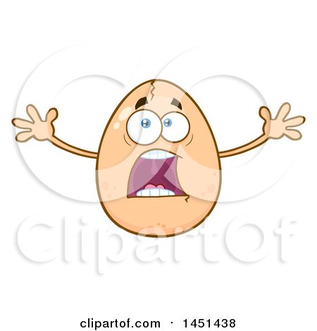 Clipart Graphic of a Cartoon Cracked Egg Mascot Character Screaming - Royalty Free Vector Illustration by Hit Toon