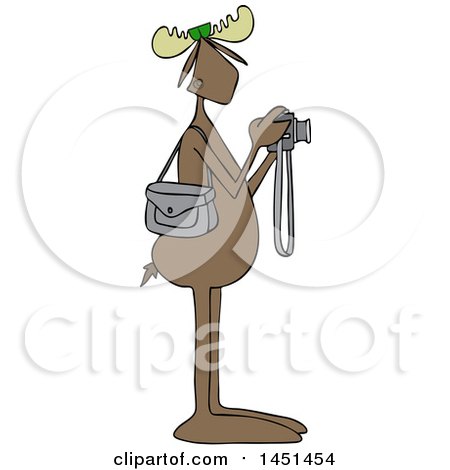 Clipart Graphic of a Cartoon Moose Photographer Wearing Sunglasses and Taking Pictures with a Camera - Royalty Free Vector Illustration by djart
