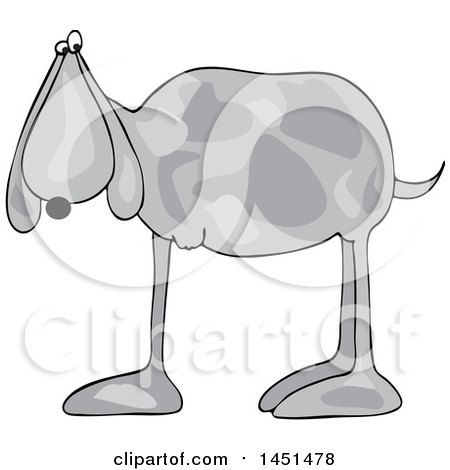 Clipart Graphic of a Cartoon 3 Legged Dog - Royalty Free Vector Illustration by djart