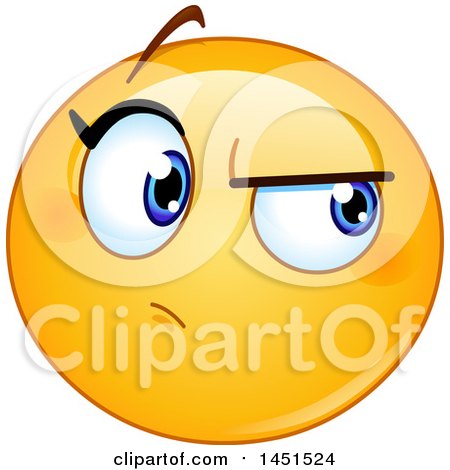 Clipart Graphic of a Cartoon Suspicious Female Yellow Emoji Smiley Face Emoticon - Royalty Free Vector Illustration by yayayoyo