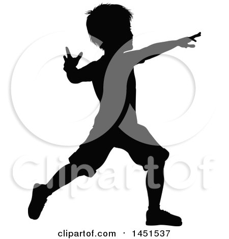 Clipart Graphic of a Black Silhouetted Little Boy - Royalty Free Vector Illustration by AtStockIllustration