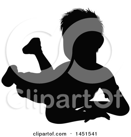 Clipart Graphic of a Black Silhouetted Little Boy - Royalty Free Vector Illustration by AtStockIllustration