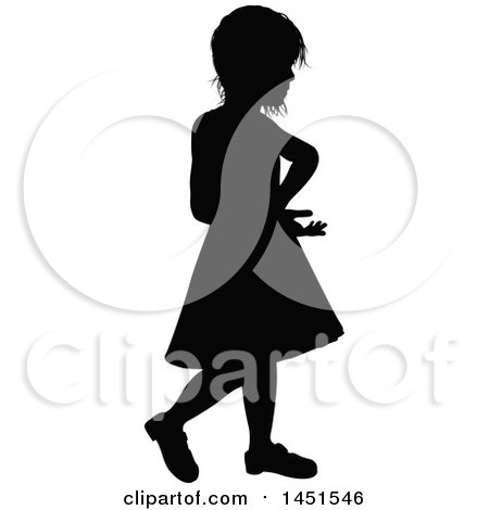 Clipart Graphic of a Black Silhouetted Little Girl - Royalty Free Vector Illustration by AtStockIllustration