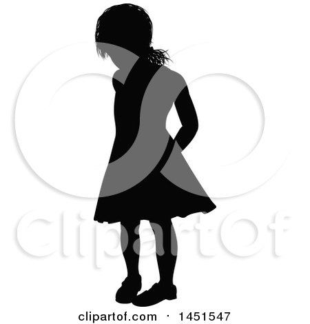 Clipart Graphic of a Black Silhouetted Little Girl - Royalty Free Vector Illustration by AtStockIllustration