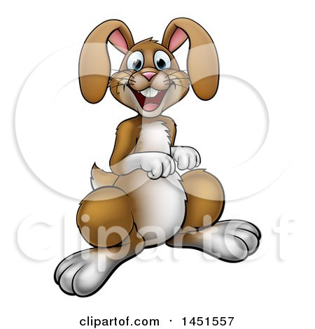 Clipart Graphic of a Cartoon Happy Brown Easter Bunny Rabbit - Royalty Free Vector Illustration by AtStockIllustration