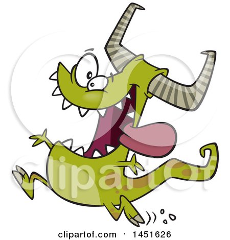 Clipart Graphic of a Cartoon Happy Care Free Monster Running - Royalty Free Vector Illustration by toonaday