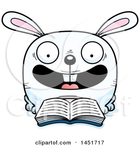 Clipart Graphic of a Cartoon Reading Bunny Rabbit Character Mascot - Royalty Free Vector Illustration by Cory Thoman