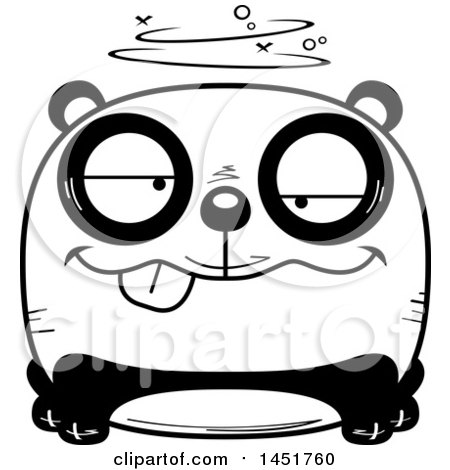 Clipart Graphic of a Cartoon Black and White Drunk Panda Character Mascot - Royalty Free Vector Illustration by Cory Thoman