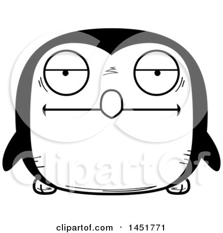 Clipart Graphic of a Cartoon Black and White Bored Penguin Bird Character Mascot - Royalty Free Vector Illustration by Cory Thoman