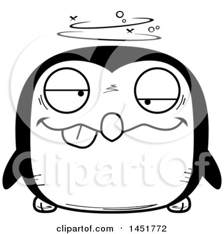 Clipart Graphic of a Cartoon Black and White Drunk Penguin Bird Character Mascot - Royalty Free Vector Illustration by Cory Thoman
