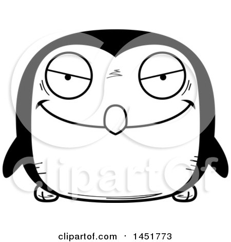 Clipart Graphic of a Cartoon Black and White Evil Penguin Bird Character Mascot - Royalty Free Vector Illustration by Cory Thoman