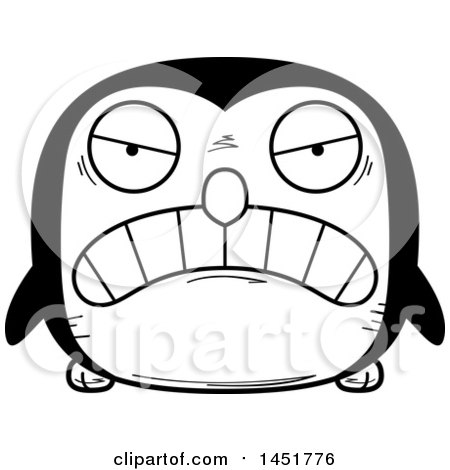 Clipart Graphic of a Cartoon Black and White Mad Penguin Bird Character Mascot - Royalty Free Vector Illustration by Cory Thoman