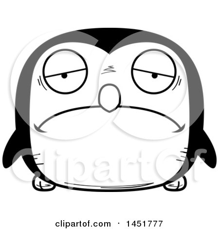 Clipart Graphic of a Cartoon Black and White Sad Penguin Bird Character Mascot - Royalty Free Vector Illustration by Cory Thoman