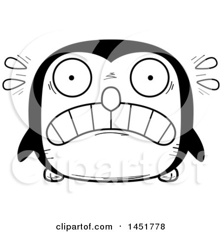 Clipart Graphic of a Cartoon Black and White Scared Penguin Bird Character Mascot - Royalty Free Vector Illustration by Cory Thoman