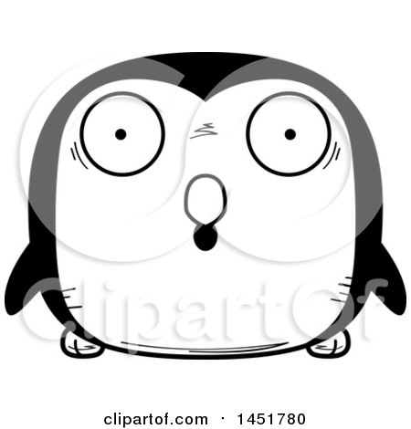 Clipart Graphic of a Cartoon Black and White Surprised Penguin Bird Character Mascot - Royalty Free Vector Illustration by Cory Thoman