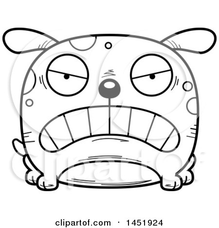 Clipart Graphic of a Cartoon Black and White Lineart Mad Dog Character Mascot - Royalty Free Vector Illustration by Cory Thoman