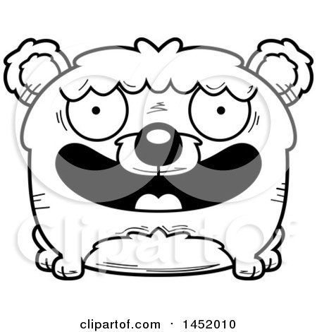 Clipart Graphic of a Cartoon Black and White Lineart Smiling Bear Character Mascot - Royalty Free Vector Illustration by Cory Thoman