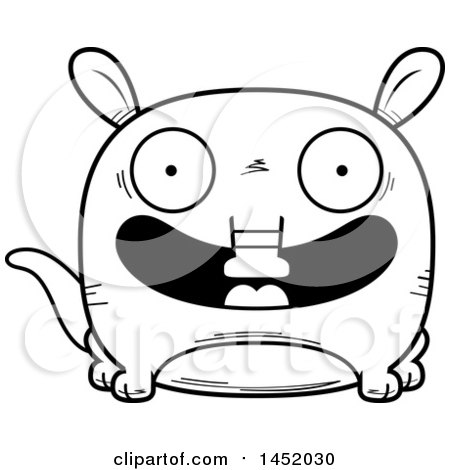 Clipart Graphic of a Cartoon Black and White Lineart Smiling Aardvark Character Mascot - Royalty Free Vector Illustration by Cory Thoman