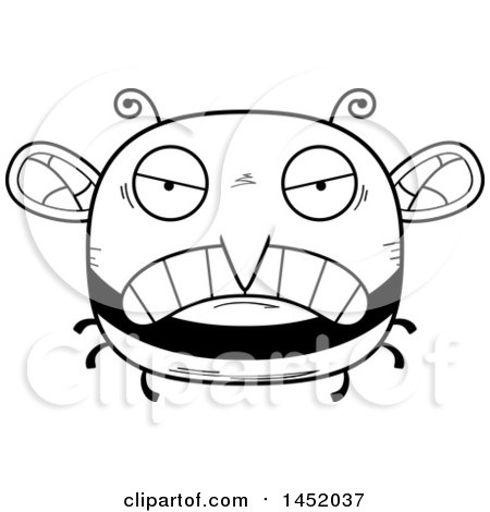 Clipart Graphic of a Cartoon Black and White Lineart Mad Bee Character Mascot - Royalty Free Vector Illustration by Cory Thoman