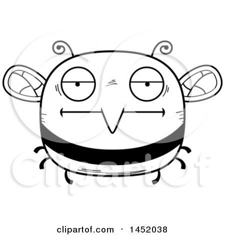 Clipart Graphic of a Cartoon Black and White Lineart Bored Bee Character Mascot - Royalty Free Vector Illustration by Cory Thoman