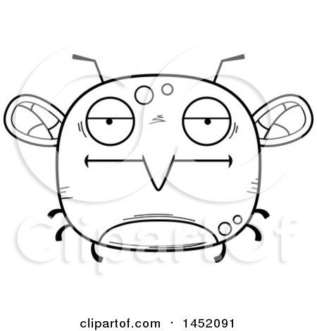 Clipart Graphic of a Cartoon Black and White Lineart Bored Mosquito Character Mascot - Royalty Free Vector Illustration by Cory Thoman