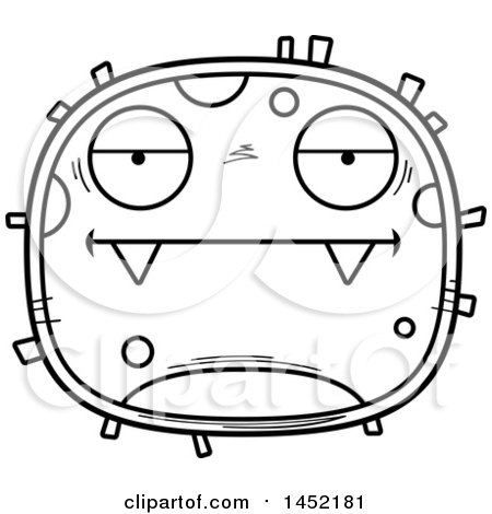 Clipart Graphic of a Cartoon Black and White Lineart Bored Germ Character Mascot - Royalty Free Vector Illustration by Cory Thoman