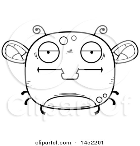 Clipart Graphic of a Cartoon Black and White Lineart Bored Fly Character Mascot - Royalty Free Vector Illustration by Cory Thoman