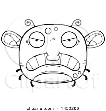 Clipart Graphic of a Cartoon Black and White Lineart Mad Fly Character Mascot - Royalty Free Vector Illustration by Cory Thoman