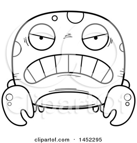 Clipart Graphic of a Cartoon Black and White Lineart Mad Crab Character Mascot - Royalty Free Vector Illustration by Cory Thoman