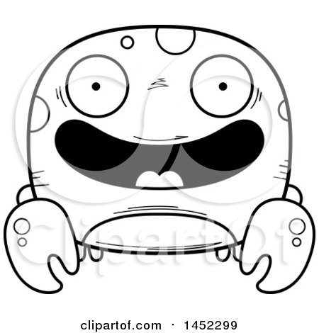 Clipart Graphic of a Cartoon Black and White Lineart Happy Crab Character Mascot - Royalty Free Vector Illustration by Cory Thoman
