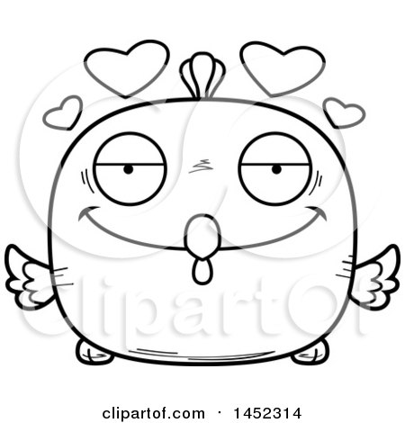 Clipart Graphic of a Cartoon Black and White Lineart Loving Chick Character Mascot - Royalty Free Vector Illustration by Cory Thoman
