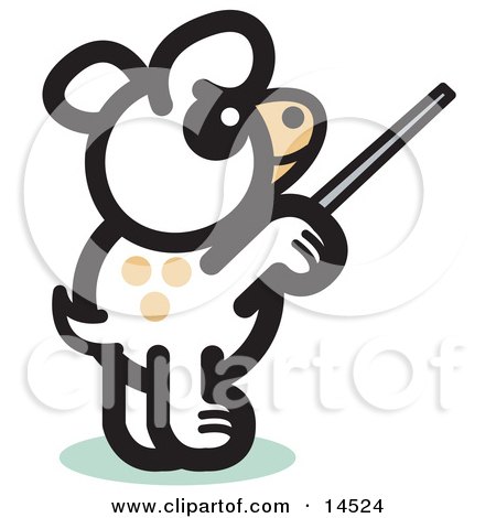 Dog Standing On His Hind Legs And Using A Pointer Stick To Point Something Out Or Using A Wand To Conduct An Orchestra Clipart Illustration by Andy Nortnik