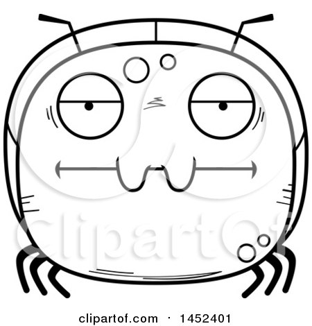 Clipart Graphic of a Cartoon Black and White Lineart Bored Ant Character Mascot - Royalty Free Vector Illustration by Cory Thoman