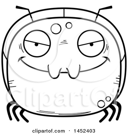 Clipart Graphic of a Cartoon Black and White Lineart Evil Ant Character Mascot - Royalty Free Vector Illustration by Cory Thoman