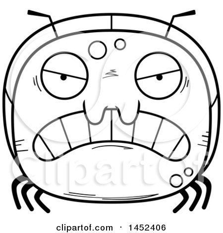 Clipart Graphic of a Cartoon Black and White Lineart Mad Ant Character Mascot - Royalty Free Vector Illustration by Cory Thoman