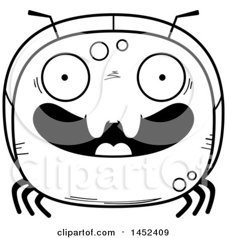 Clipart Graphic of a Cartoon Black and White Lineart Happy Ant Character Mascot - Royalty Free Vector Illustration by Cory Thoman