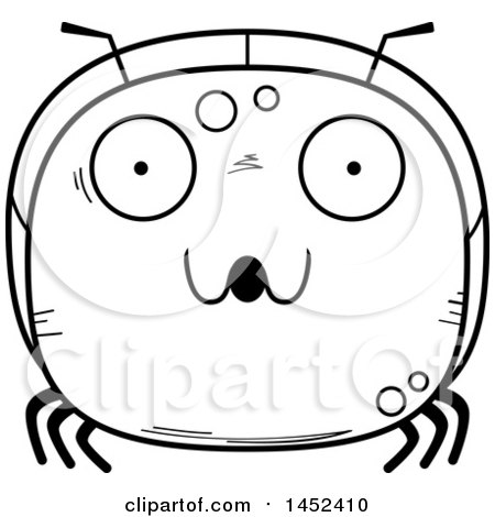 Clipart Graphic of a Cartoon Black and White Lineart Surprised Ant Character Mascot - Royalty Free Vector Illustration by Cory Thoman